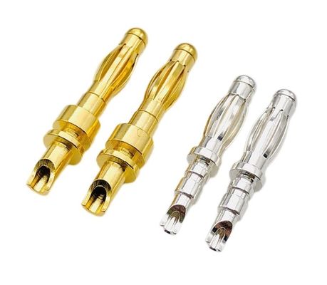 Taille personnalisée 4mm Connecteur de bouchon de banane mâle avec rouleau doré et fileté garanti