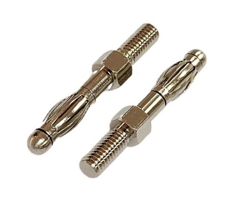 Taille personnalisée 4mm Connecteur de bouchon de banane mâle avec rouleau doré et fileté garanti