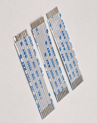 Cable électronique plat flexible 8 broches plaqué en or 1,25 mm 10 cm Ffc Cable UL20624 80C 60V