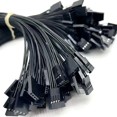 2.54mm Pitch 4 Pin Dupont Assemblage de câble UL1007 24awg Noir Longueur personnalisée