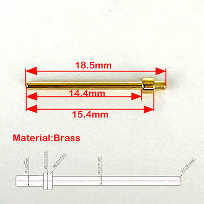 Pins usinés 2.0x18.5 mm plaqués or Pin terminal en laiton Pin de point de contact