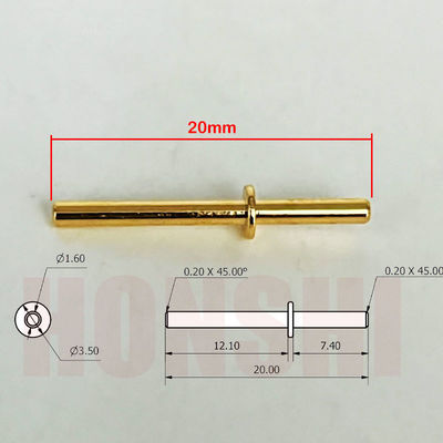 Pins usinés en laiton plaqué or 1.6x20 mm Pour le centre d'usinage vertical CNC