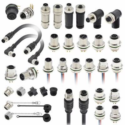 Connecteur circulaire de série M12 Plug masculin vis arrière à 5 broches Montage du panneau M16*1.5 PG9