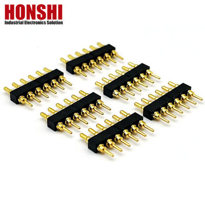 Connecteur de broche Pogo féminin 6P plaqué or H2.5 Dip type contact en laiton pour PCB à courant élevé