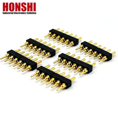 Connecteur de broche Pogo féminin 6P plaqué or H2.5 Dip type contact en laiton pour PCB à courant élevé