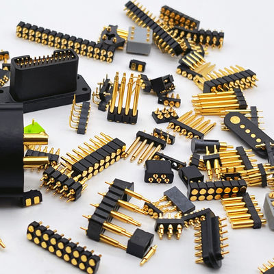 Connecteur de broche Pogo féminin 6P plaqué or H2.5 Dip type contact en laiton pour PCB à courant élevé