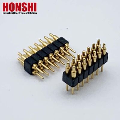 Connecteur de broche Pogo féminin 6P plaqué or H2.5 Dip type contact en laiton pour PCB à courant élevé