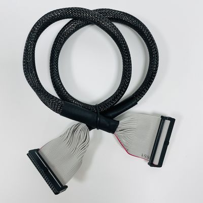 Cable plat noir personnalisé de 2,54 mm 6 broches - 64 broches Assemblage de câble à ruban plat IDC
