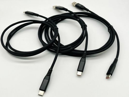 Cable USB noir UL2725 Type C USB 2.0 Un connecteur mâle plaqué or