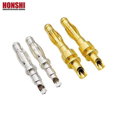 Plug de banane précision usinée multilamine épingle de contact 4 mm soudeuse finition de tasse