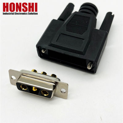 3V3 30A Type de soudure sous connecteur mâle D avec matériau de contact plaqué or en laiton