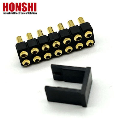 2.54mm Connecteur à broche Pogo à courant élevé Femme 2x7P Plaqué en or H2.5 SMT Type Pour PCB