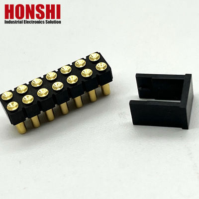 2.54mm Connecteur à broche Pogo à courant élevé Femme 2x7P Plaqué en or H2.5 SMT Type Pour PCB