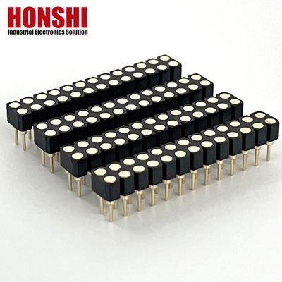 2.54mm PCB à double rangée H3.0mm 7.4mm Ligne de laiton usiné Connecteur de tête féminin rond