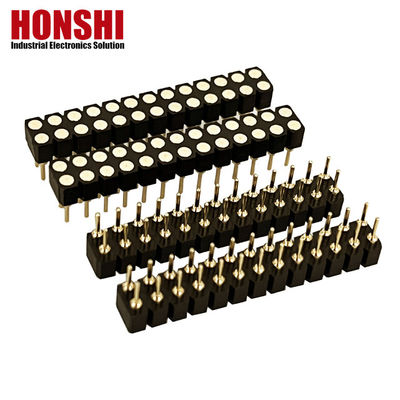 2.54mm PCB à double rangée H3.0mm 7.4mm Ligne de laiton usiné Connecteur de tête féminin rond