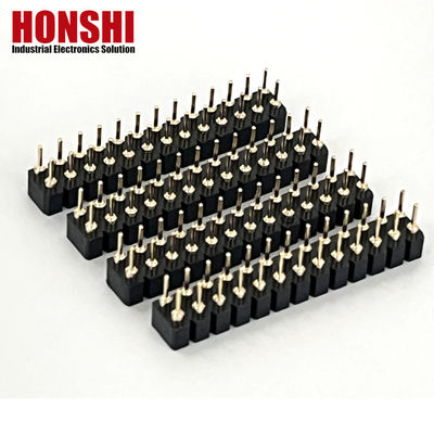 2.54mm PCB à double rangée H3.0mm 7.4mm Ligne de laiton usiné Connecteur de tête féminin rond