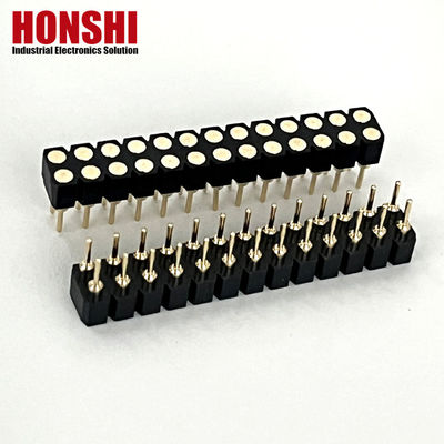 2.54mm PCB à double rangée H3.0mm 7.4mm Ligne de laiton usiné Connecteur de tête féminin rond