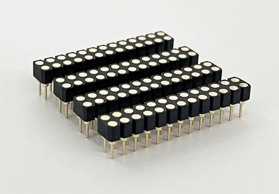 2.54mm PCB à double rangée H3.0mm 7.4mm Ligne de laiton usiné Connecteur de tête féminin rond