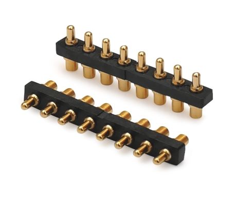 2.54mm Pitch Pogo Pin Connector Spring 8pin H1.5mm SMT Type Connecteur en laiton plaqué or
