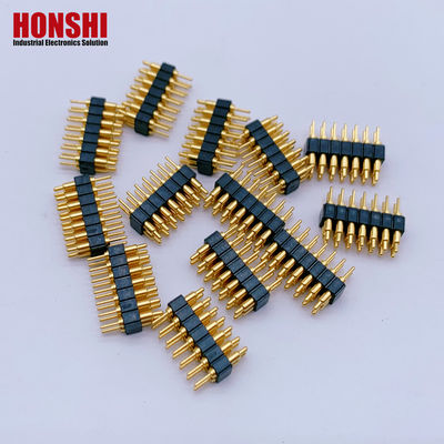 Couleur personnalisée 2.0mm Pitch Brass Pogo Pin 2 rangées 14Pin Connecteurs à ressort
