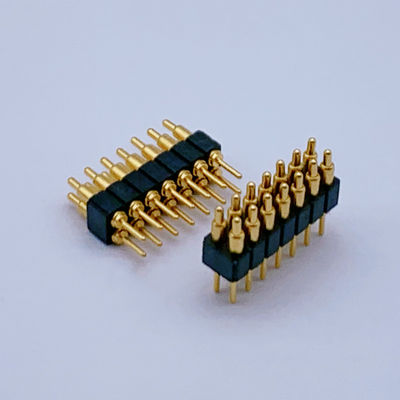 Couleur personnalisée 2.0mm Pitch Brass Pogo Pin 2 rangées 14Pin Connecteurs à ressort