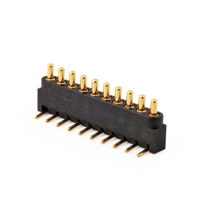 2.54mm de hauteur 10pin angle droit mâle cuivre à ressort chargé connecteur à broche magnétique Pogo