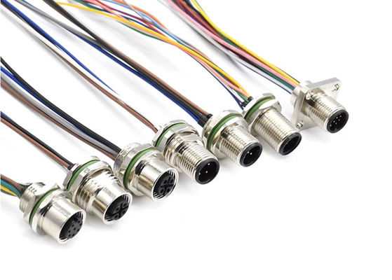 M12 série connecteur de fil circulaire prise 12 broches Panneau à vis arrière Montage