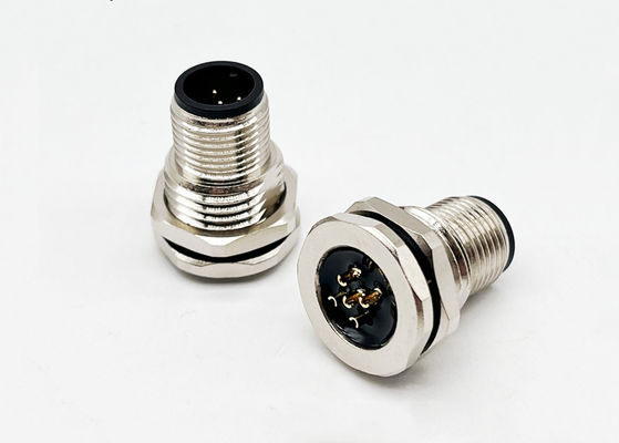 Connecteur circulaire de série M12 Plug masculin vis arrière à 5 broches Montage du panneau M16*1.5 PG9