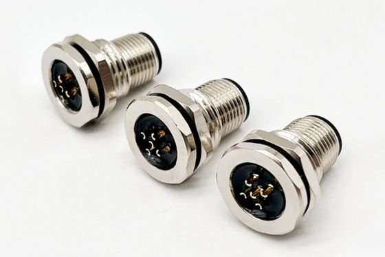 Connecteur circulaire de série M12 Plug masculin vis arrière à 5 broches Montage du panneau M16*1.5 PG9