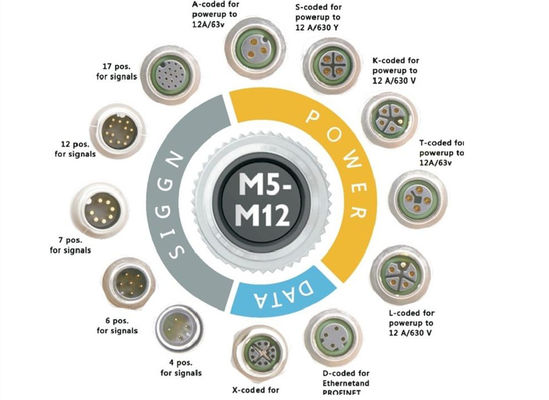M12 série connecteur de fil circulaire prise 12 broches Panneau à vis arrière Montage
