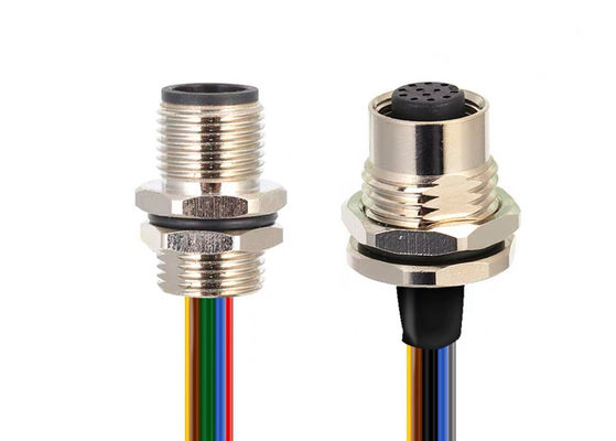M12 série connecteur de fil circulaire prise 12 broches Panneau à vis arrière Montage