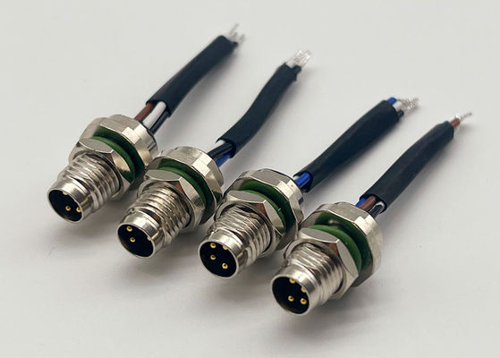 Connecteur à fil circulaire à 4 broches, montage à vis arrière M8