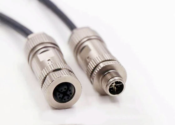 Connecteur à fil circulaire en alliage de zinc M12 8 broches Ensemble de connecteur Ethernet mâle