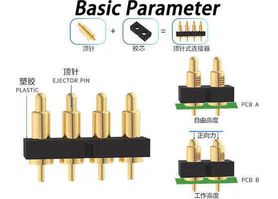 2.54mm Pitch Pogo Pin Connectors à ressort H7.75mm pour l'interconnexion de circuits imprimés