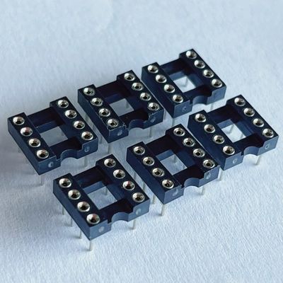 2.54mm 8 épingle IC connecteur de prise féminin tête de broche droite PBT matériau isolant Noir