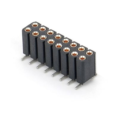 2.54mm double rangée H7.0mm SMT PCB en laiton usiné en forme ronde connecteur de tête féminin PA6T Noir