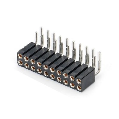 2.54mm double rangée H7.0mm SMT PCB en laiton usiné en forme ronde connecteur de tête féminin PA6T Noir