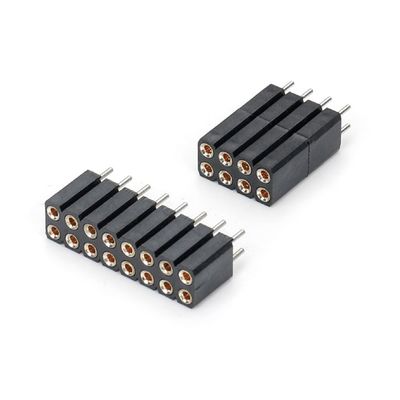 2.54mm double rangée H7.0mm SMT PCB en laiton usiné en forme ronde connecteur de tête féminin PA6T Noir