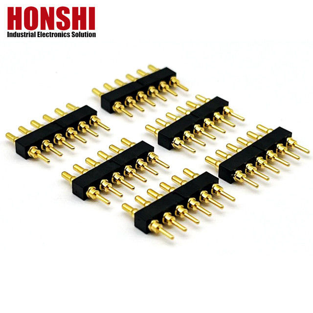 Connecteur de broche Pogo féminin 6P plaqué or H2.5 Dip type contact en laiton pour PCB à courant élevé