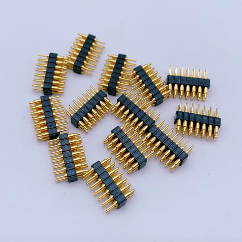 Couleur personnalisée 2.0mm Pitch Brass Pogo Pin 2 rangées 14Pin Connecteurs à ressort