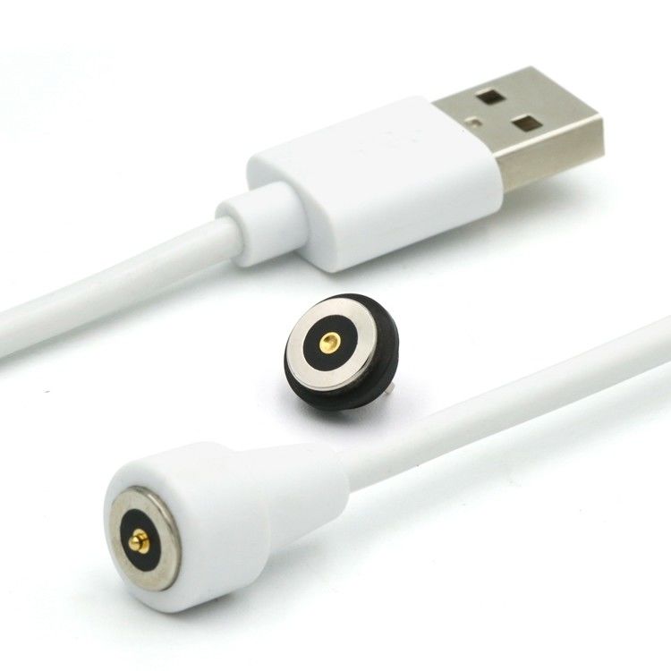 2 broches connecteur magnétique Pogo Pin câble à l'USB type A M câble blanc