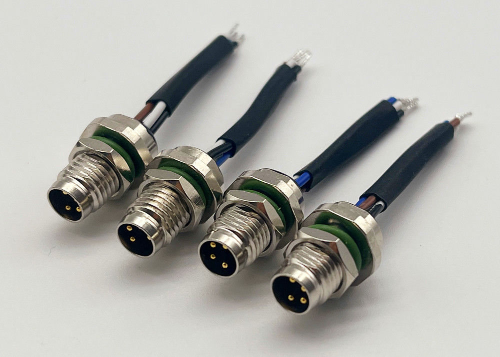 Connecteur à fil circulaire à 4 broches, montage à vis arrière M8
