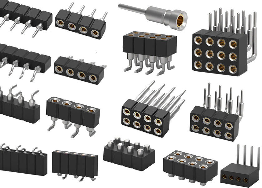 Connecteur de tête de broche à double rangée PCB ronde Tête féminine usinée 1,27 mm 2,0 mm 2,54 mm