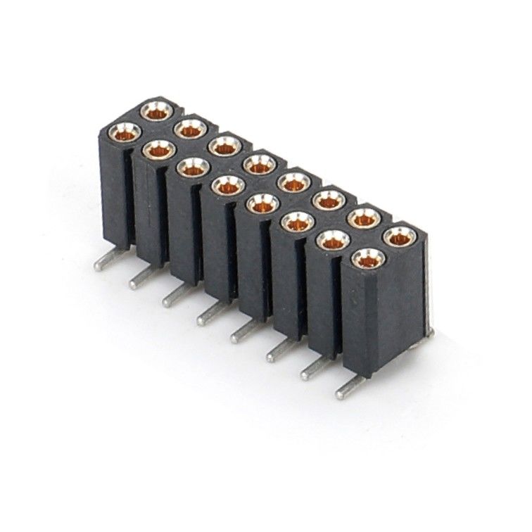 2.54mm double rangée H7.0mm SMT PCB en laiton usiné en forme ronde connecteur de tête féminin PA6T Noir